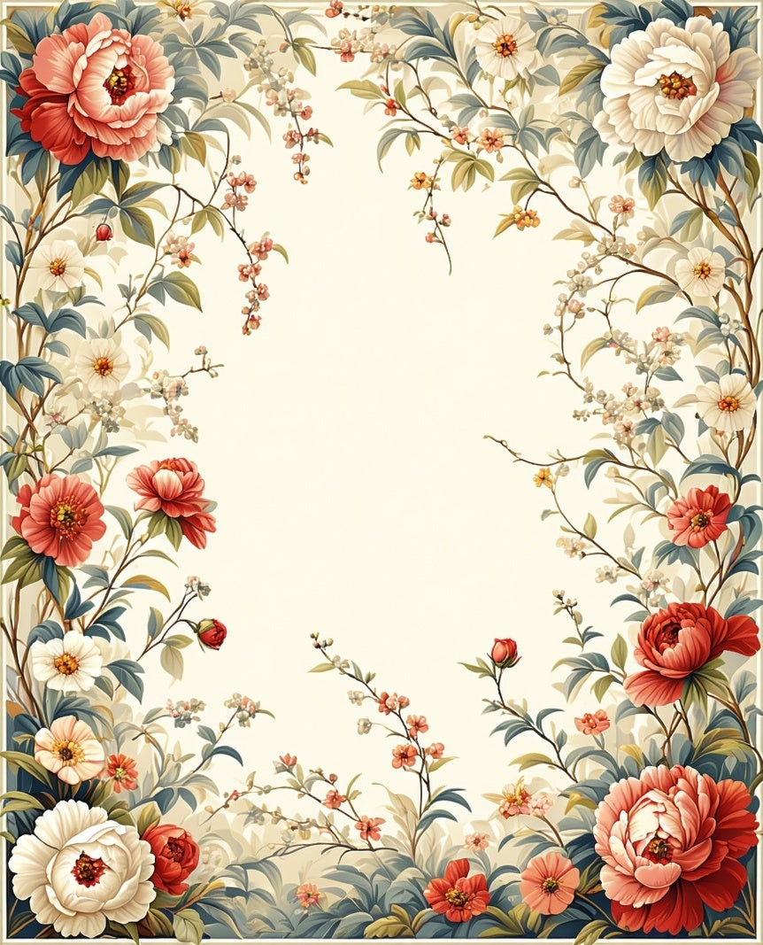 Vintage Floral Vine Border Rug