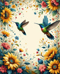 Hummingbirds and Floral Garden Print Rug