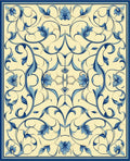 Blue Floral Swirls Pattern Design Rug