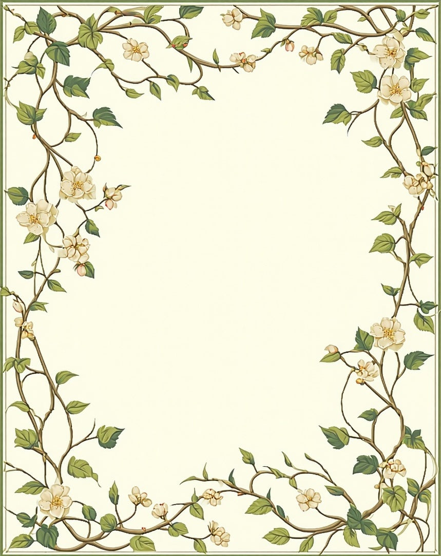 Vine Blossom Border Pattern Rug