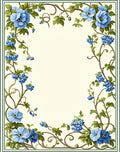 Blue Floral Vine With Berries Design Rug