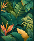 Lush Jungle Tropical Leaf Pattern Rug