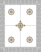 White Gold Elaborate Scroll Medallion Rug
