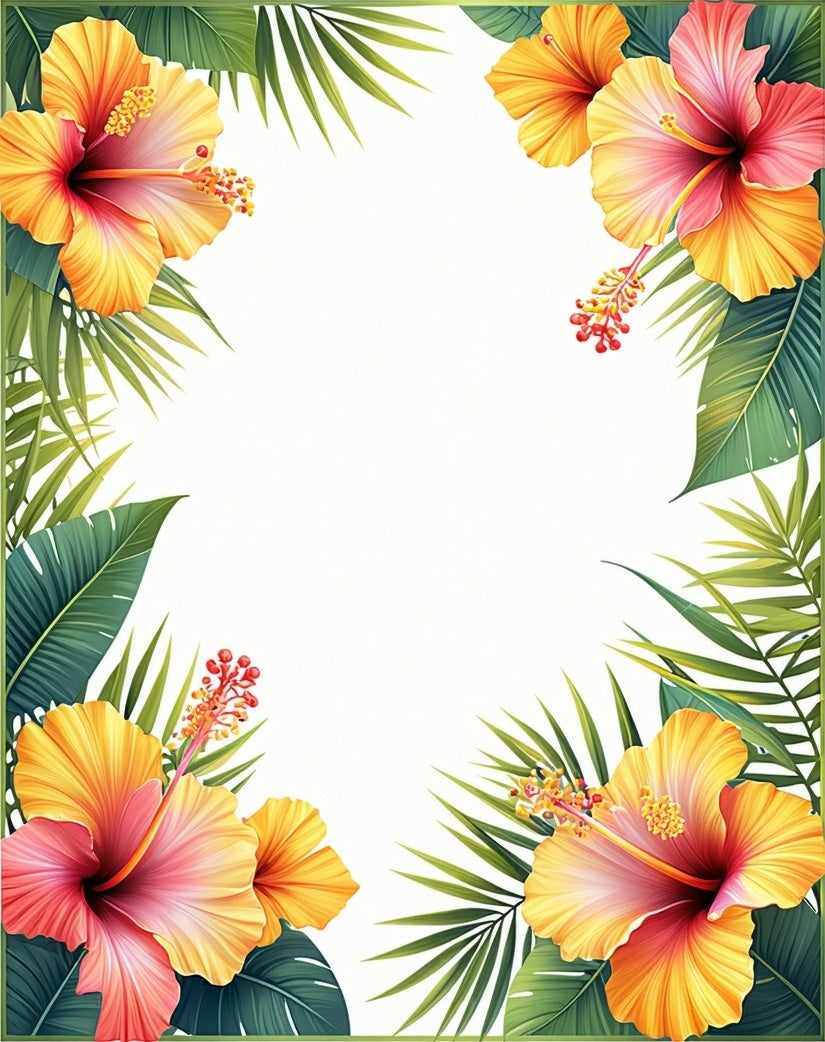 Tropical Hibiscus Floral Pattern Rug