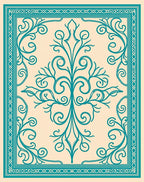 Teal Flourish Medallion Cream Rug