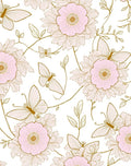 Pink Floral And Butterfly Outline Rug
