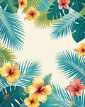 Tropical Floral Palm Leaf Pattern Rug