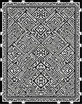 Intricate Black and White Geometric Maze Rug