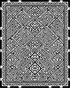 Intricate Black and White Geometric Maze Rug