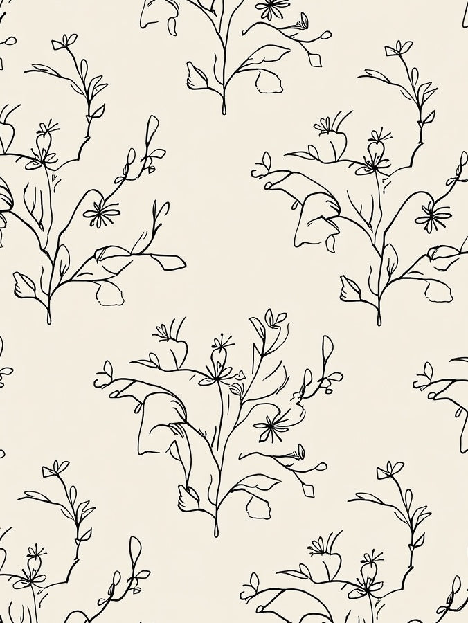 Simple Minimalist Floral Line Art Rug