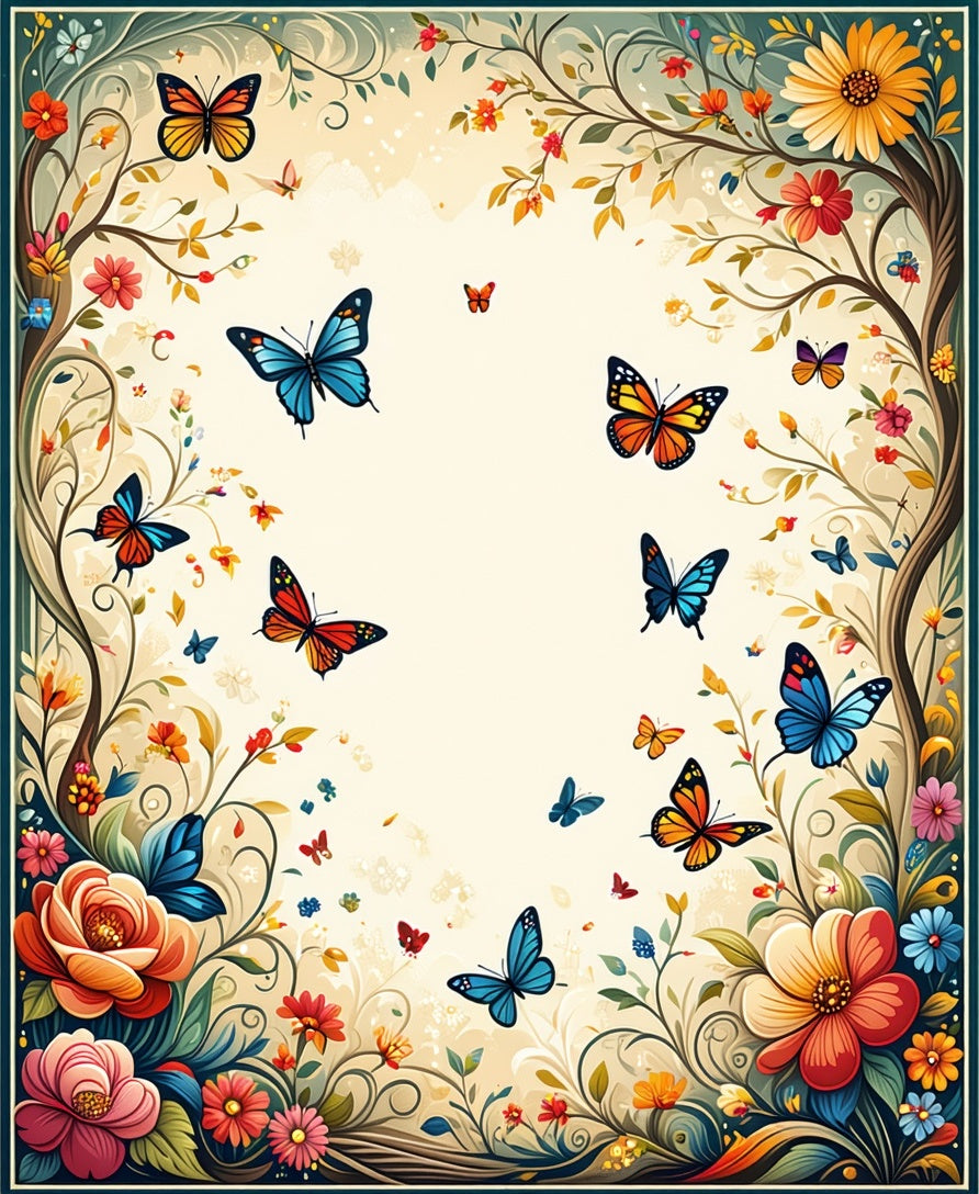 Enchanting Butterfly Floral Nature Rug