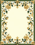 Ornate Floral Scrollwork Cream Border Rug