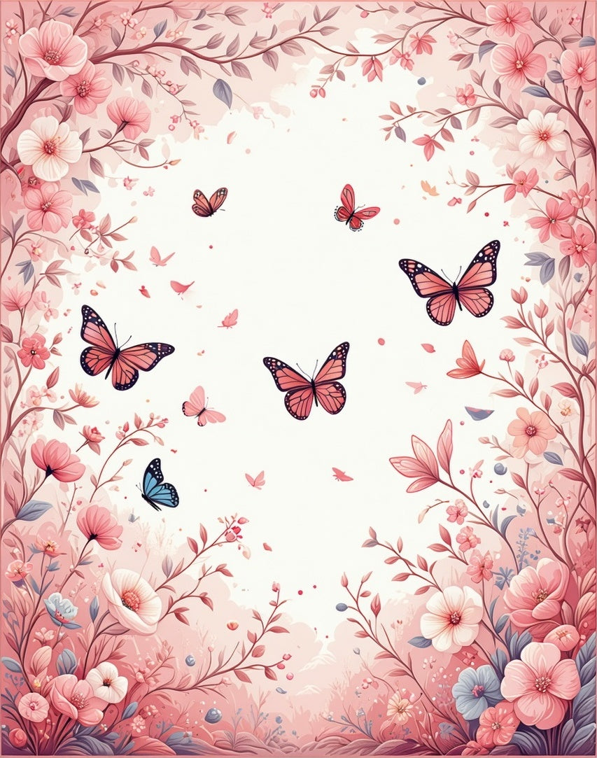 Whimsical Butterflies and Floral Patterns Rug