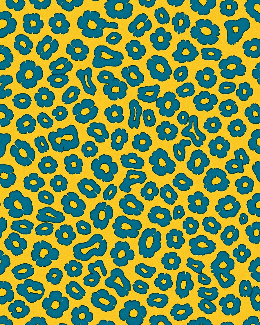 Bold Blue Floral Spot Pattern Rug