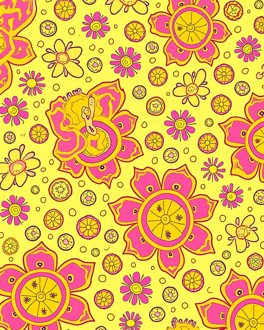 Psychedelic Floral Pattern Rug