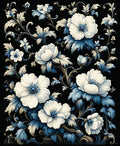 White Blue Porcelain Floral Pattern Rug