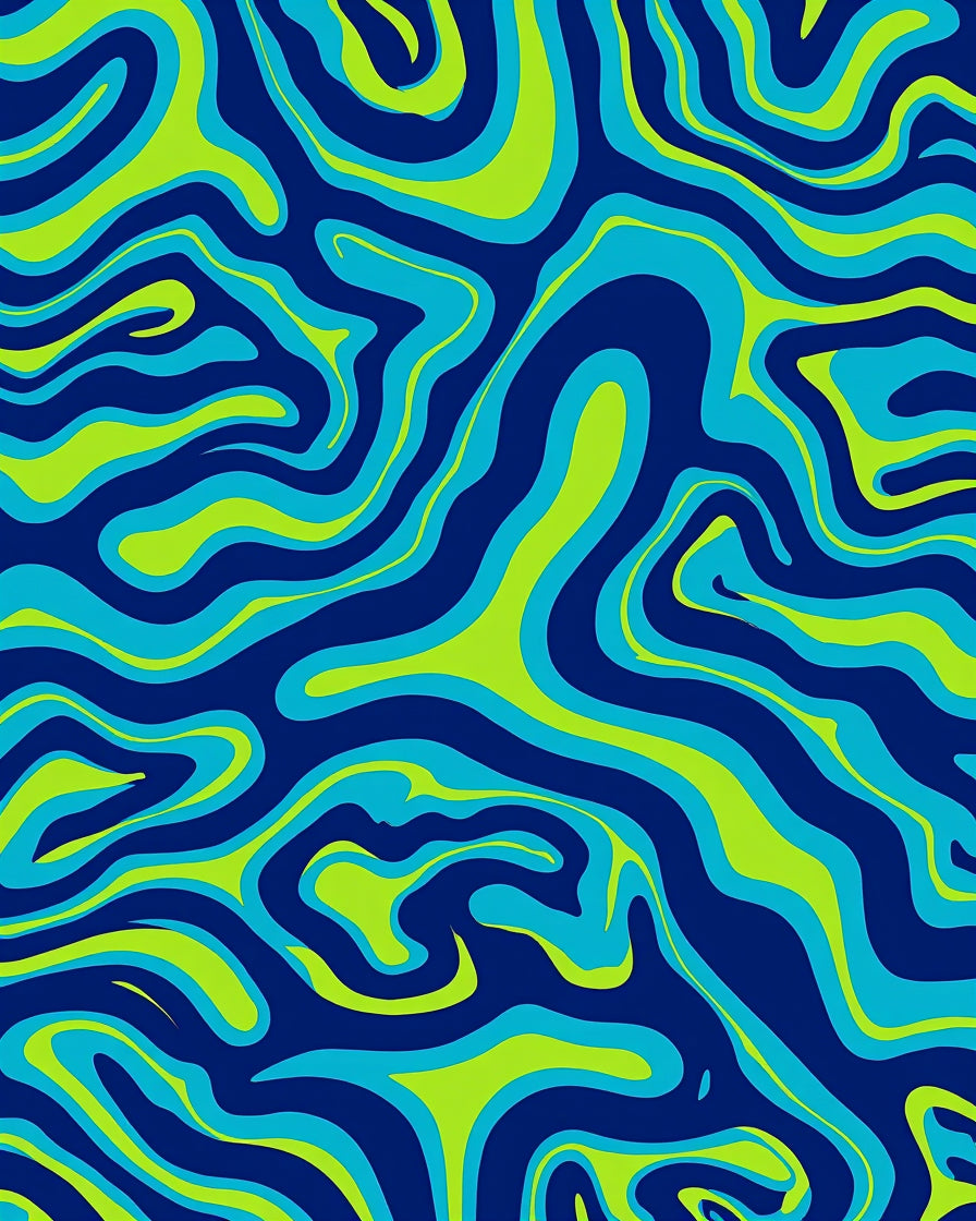 Groovy Blue Green Swirl Pattern Rug