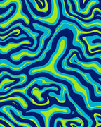 Groovy Blue Green Swirl Pattern Rug