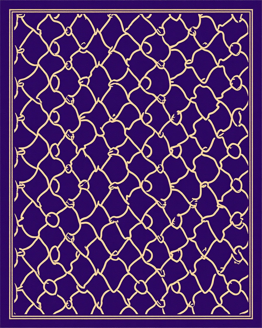 Woven Net Pattern With Yellow Outline Rug