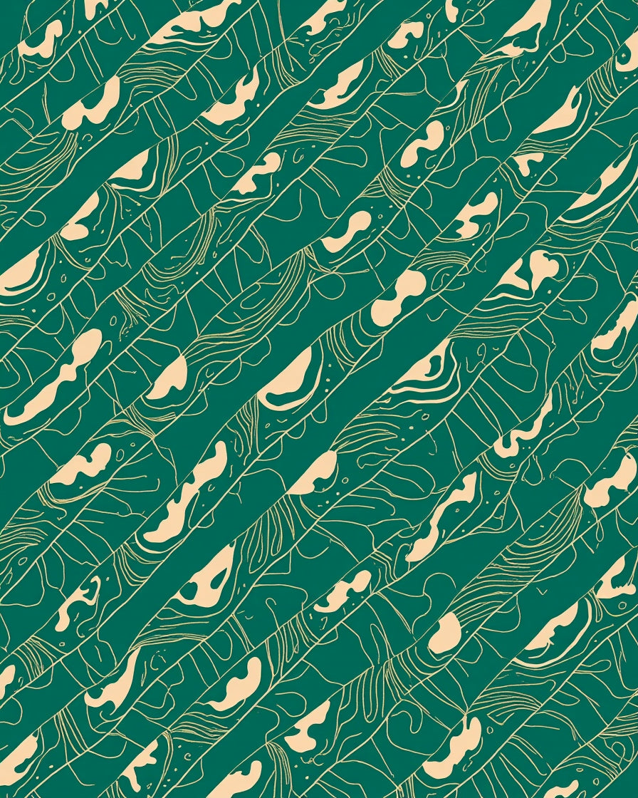 Abstract Teal Organic Striped Design Rug