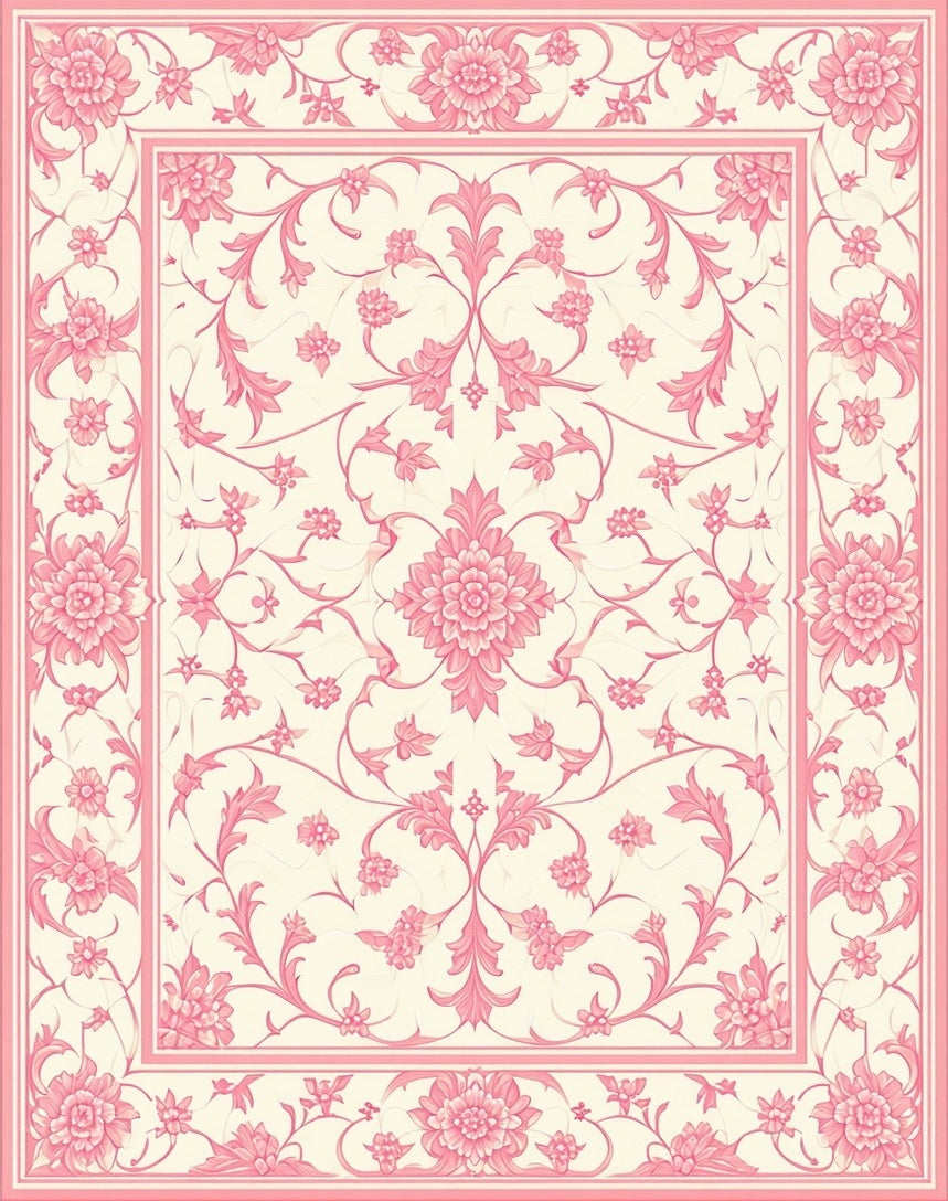 Pink Floral Swirls Pattern Rug