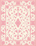 Pink Floral Swirls Pattern Rug