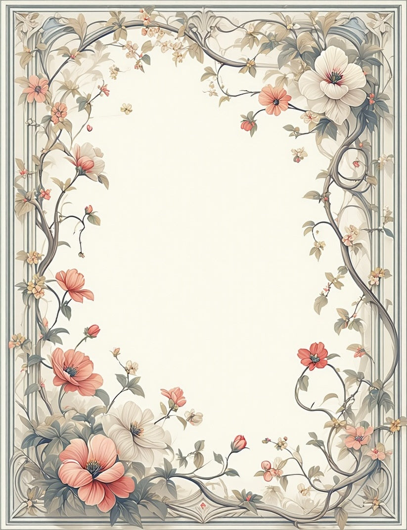 Floral Vine Swirls and Petals Rug