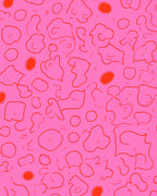 Bold Pink Red Organic Pattern Rug