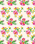 Vibrant Pink Yellow Floral Pattern Rug