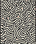 Intricate Black Wavy Abstract Pattern Rug