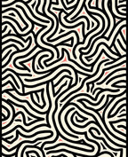 Intricate Black Wavy Abstract Pattern Rug