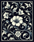 Elegant White Floral Scrollwork Design Rug