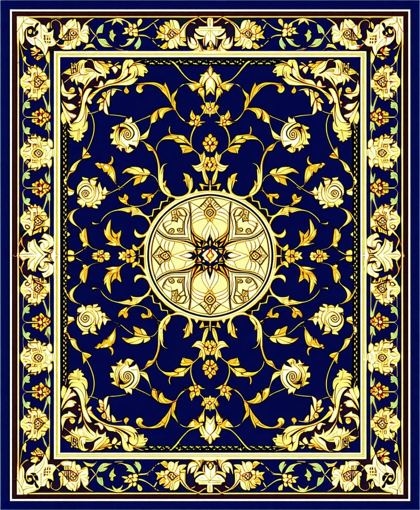Ornate Floral Medallion Pattern Rug