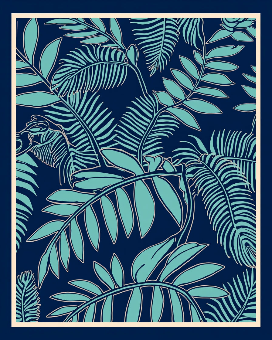 Tropical Leaf Silhouette Design Rug