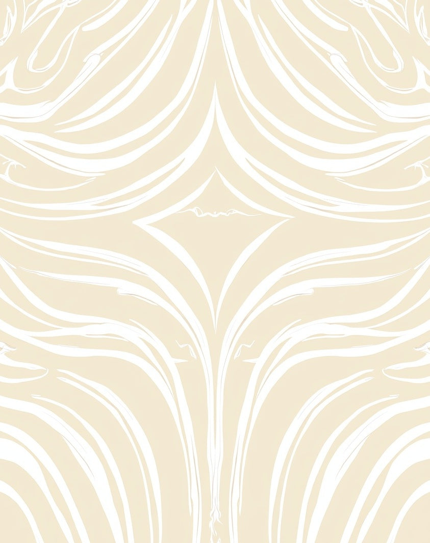 Cream White Abstract Flowing Pattern Rug