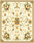 Ornate Floral Pattern Cream Gold Rug