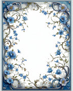 Classic Blue Floral Vine Design Rug