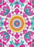 Vivid Mandala Pink Teal Yellow Pattern Rug