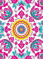 Vivid Mandala Pink Teal Yellow Pattern Rug