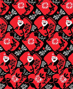 Bold Red Black Abstract Faces Rug