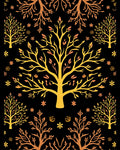 Golden Tree Patterned Rug