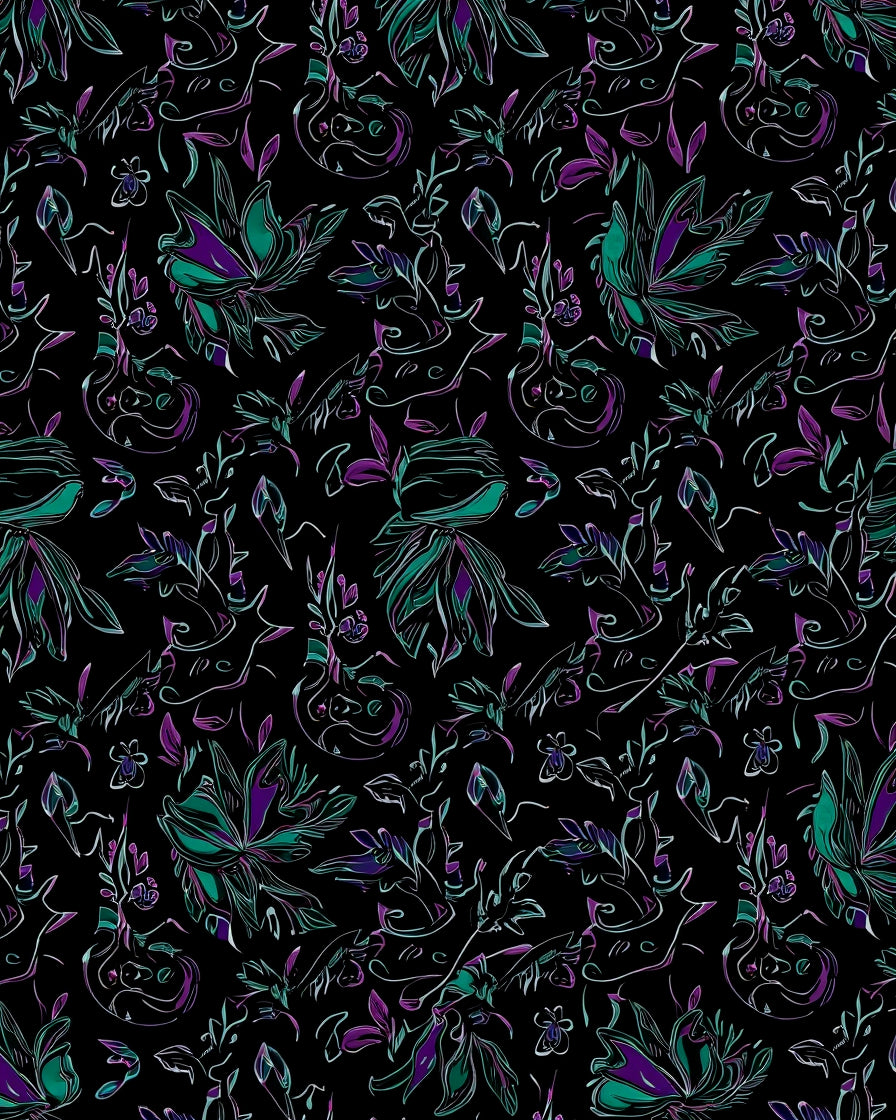 Rich Floral Pattern With Purple Teal Rug