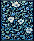 Dark Floral Vines With Blue Accents Rug