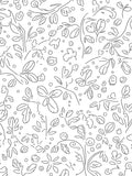 Whimsical Botanical Sketch Pattern Rug
