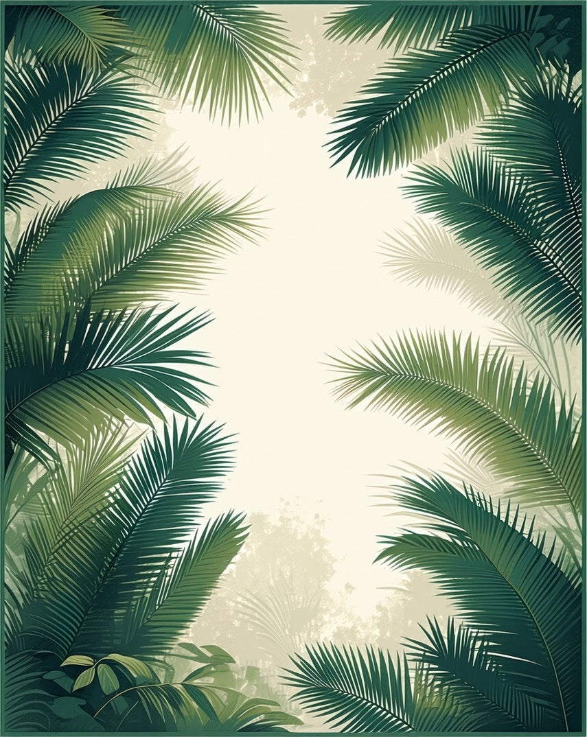 Tropical Jungle Palm Leaf Design Rug