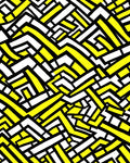 Bold Yellow White Geometric Maze Design Rug