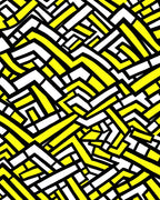 Bold Yellow White Geometric Maze Design Rug