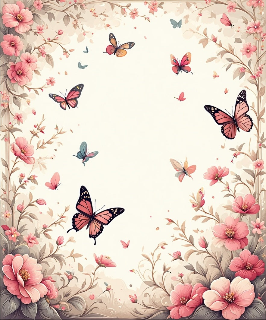 Floral Butterfly Garden Design Rug