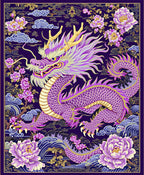 Majestic Dragon Peony Floral Pattern Rug