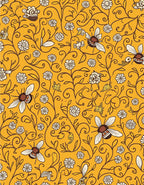 Whimsical Bee Floral Swirl Pattern Rug
